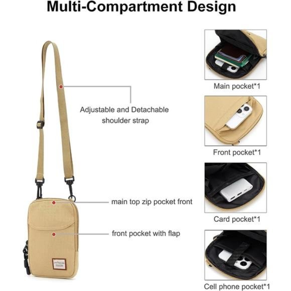 Small Crossbody Bag for Men, Mini Messenger Bag Shoulder Bag for Phone Passport - Picture 3 of 6